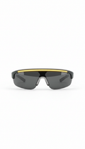 Fitness tracking eyewear, a 3/4 angle shot will effectively display the eyewear's design and technological features. The...