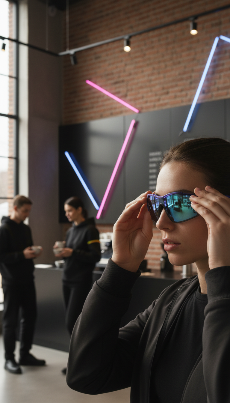 Technical Sunglasses with Indigo Vibe Accents in use