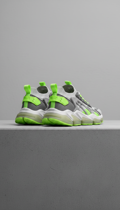 Alternate angle view of Contemporary Athletic Shoes with Electric Lime Accents