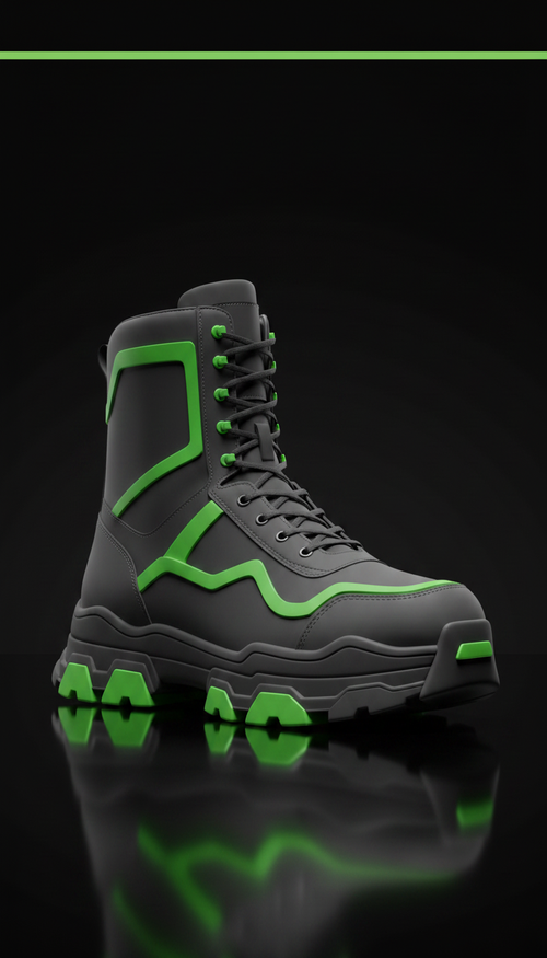 Alternate angle view of Electric Green-Accented Statement Boots