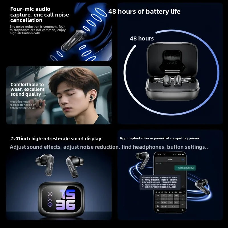 AI Translation Earbuds — 144 Languages, Touchscreen Case