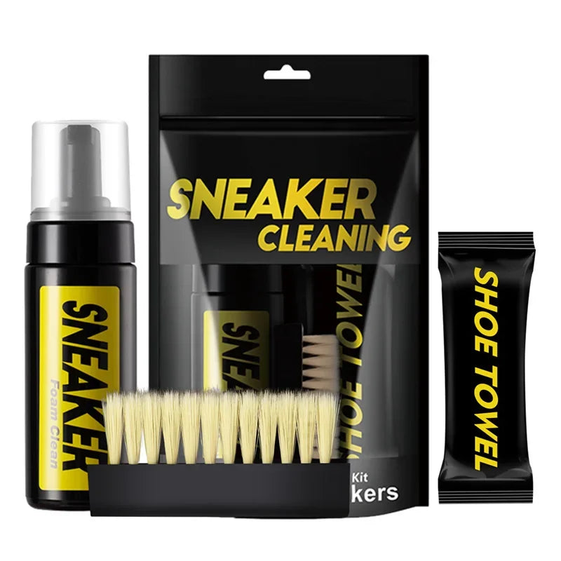 Sneaker cleaning foam kit with brush and towel
