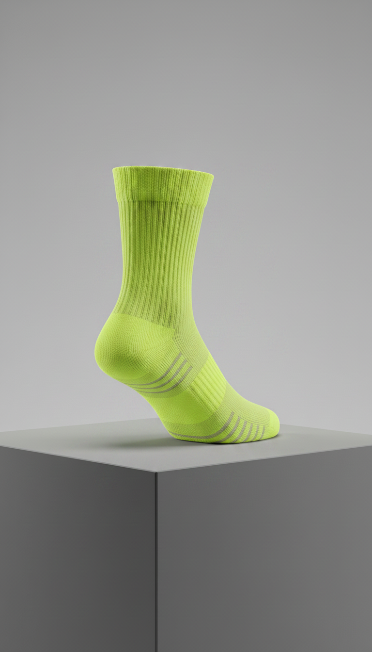 Alternate angle view of Neon Yellow Accent Socks